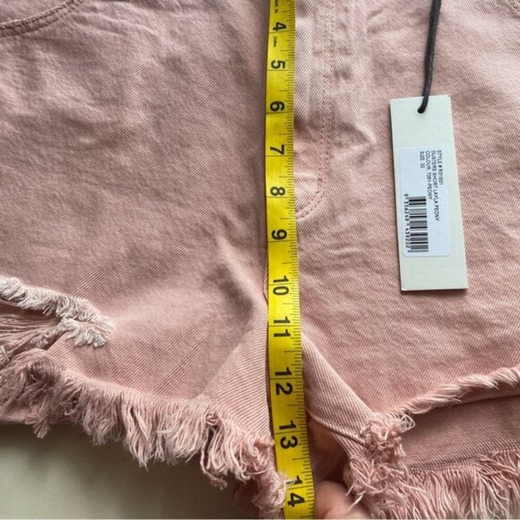 Rollas Dusters High Rise Slim Shorts Woman 32 Peony Pink Distressed Cut Off - Picture 13 of 15